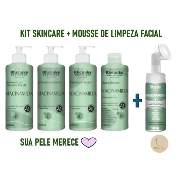 KIT SKIN CARE NIACINAMIDA RHENUKS + MOUSSE DE LIMPEZA NIACINAMIDA
