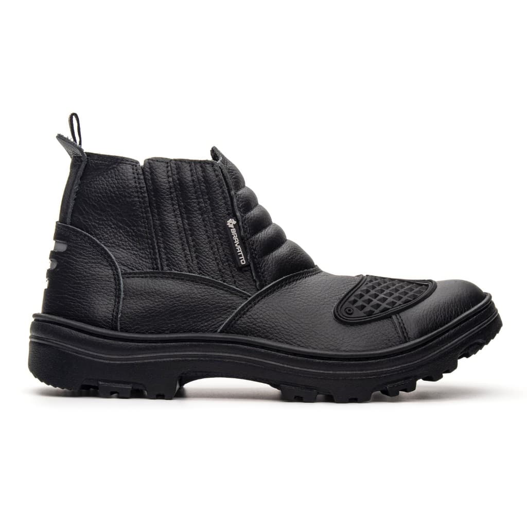 Bota Coturno Motociclista Em Couro Proteção Bico E Pedal