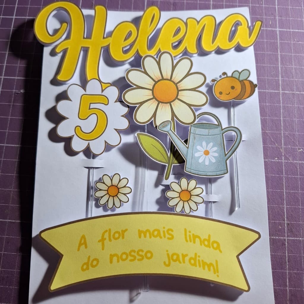 Topo de Bolo Jardim das Margaridas  – Decoração para Bolos