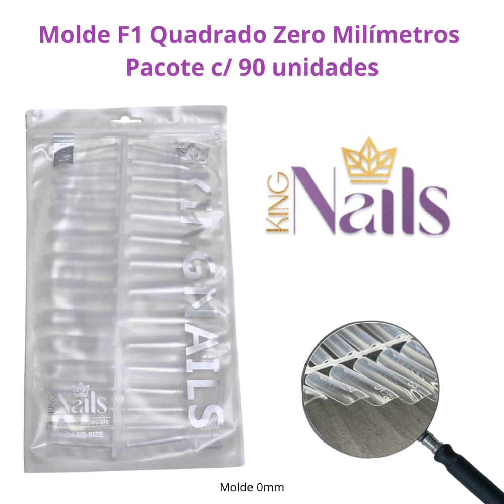 Molde F1 Quadrado Zero Milímetros Pacote com 90 unidades - King Nails
