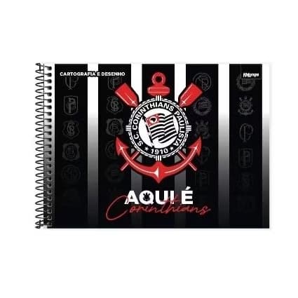 Caderno de cartografia e desenho, Capa dura, 80 folhas, Corinthians