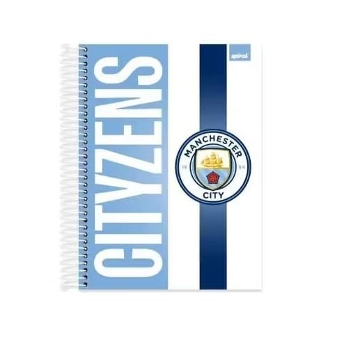 Caderno Universitário Capa Dura, 10 matérias, 160 folhas, Manchester City