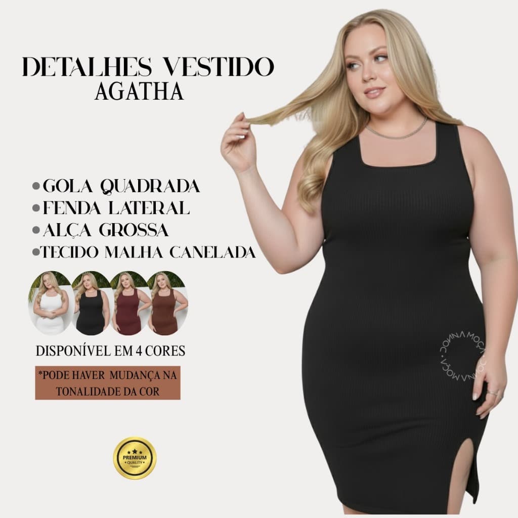 Vestido Casual Básico Canelado Sem Manga Plus Size G1-agatha