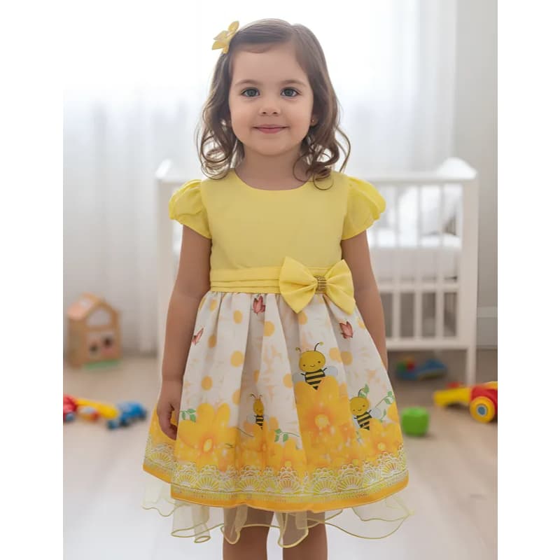 vestido de  festa infantil temáticos fantasia  aniversários ABELHINHA monika