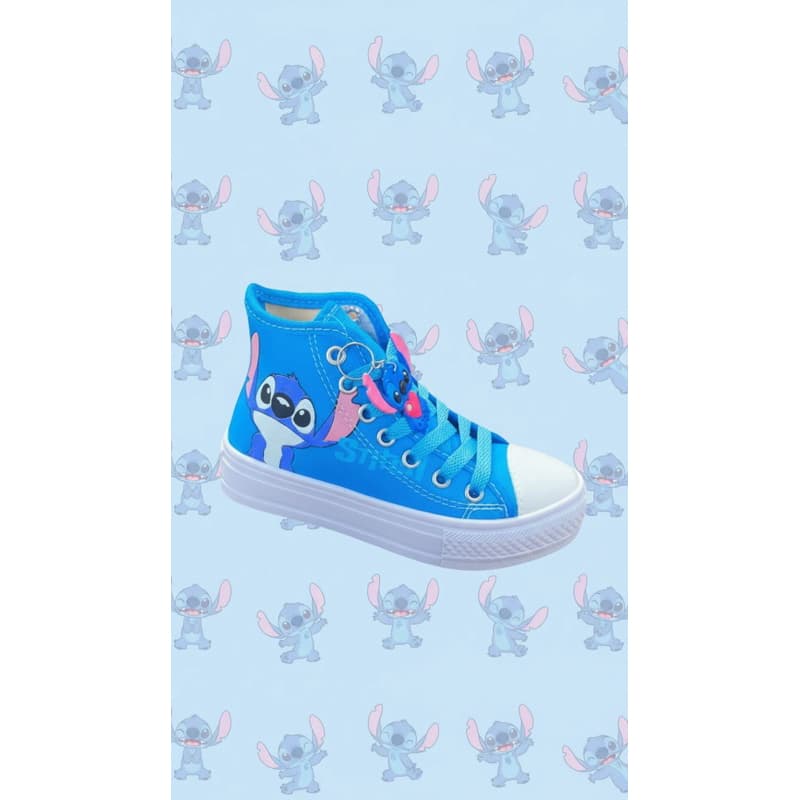 Tênis Infantil Stitch Azul com Chaveiro Antiderrapante