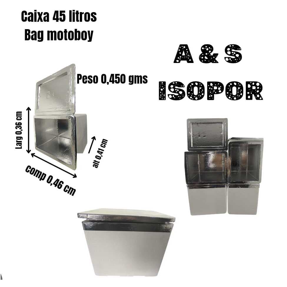 Caixa Térmica Isopor 45 Litros Laminada | Delivery | Motoboy | Marmita | Pizza