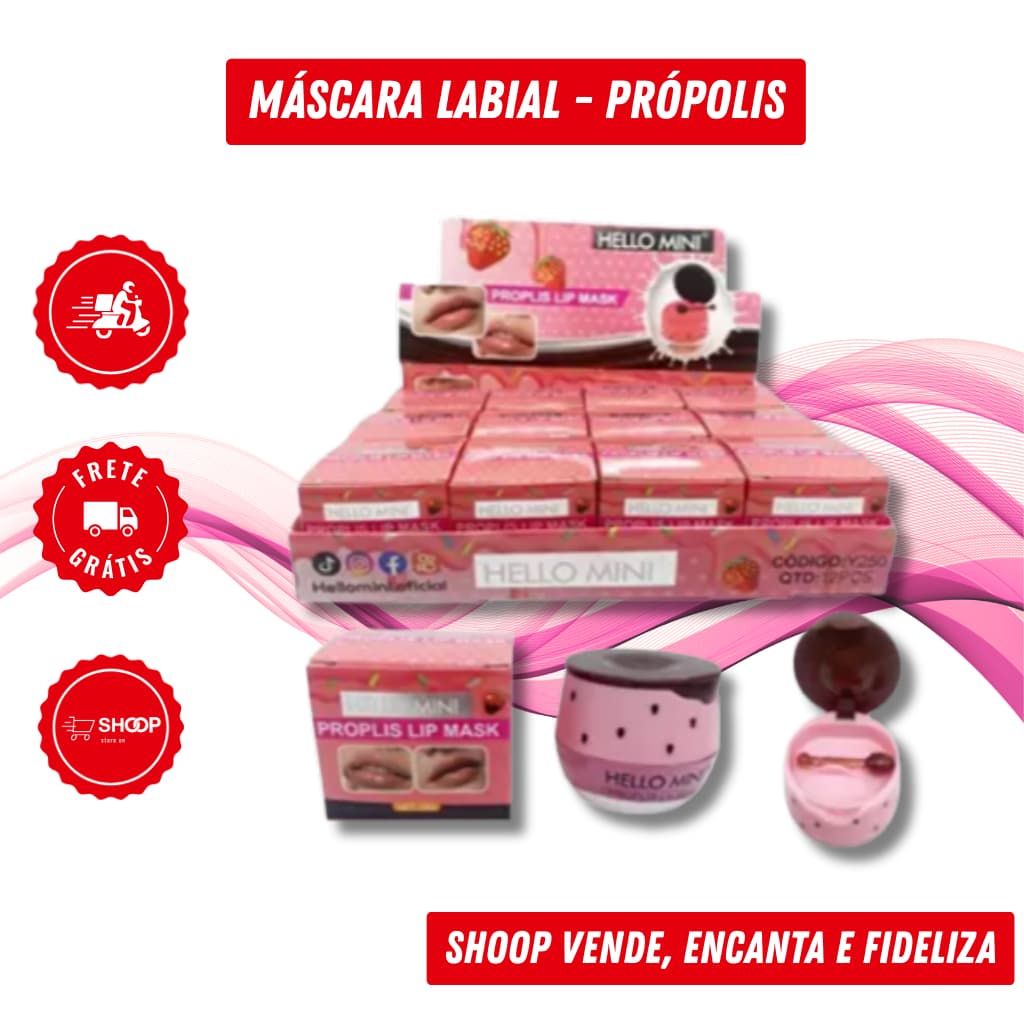 Kit Máscara Labial Própolis Hello Mini 15g | Hidratação Intensa | 1 ou 2 Unidades