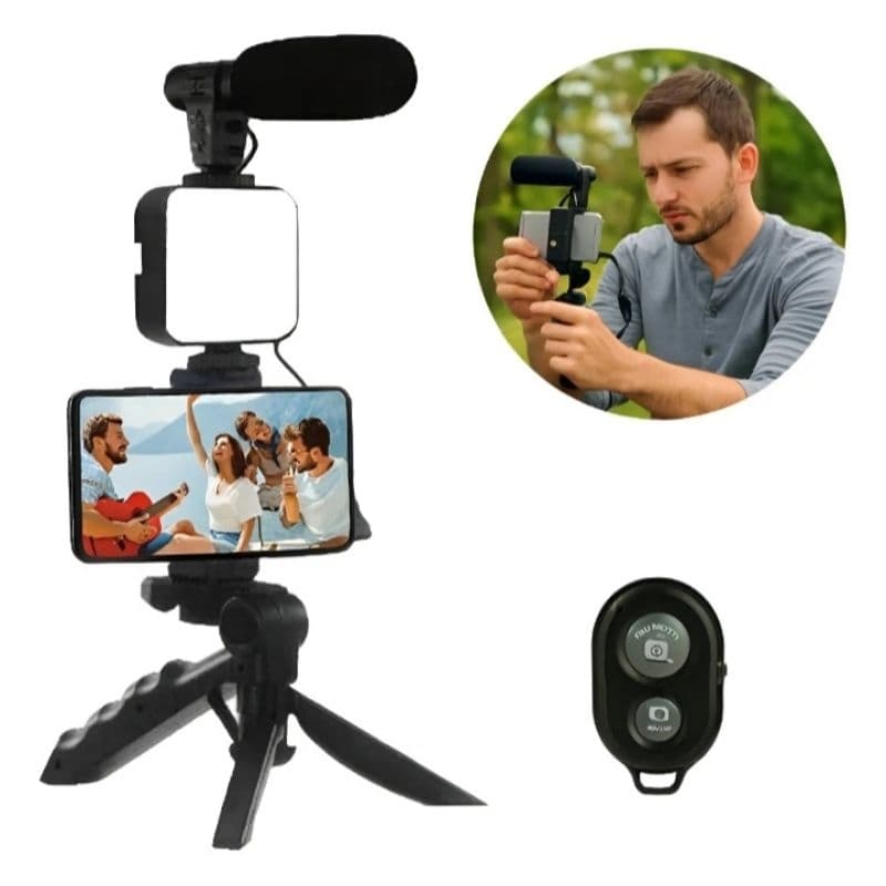 Kit de iluminação fotográfica Microfone vlog Gravação tik tok