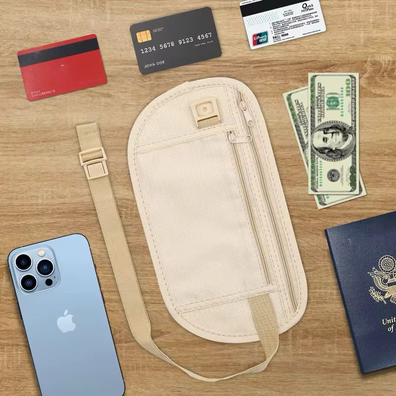 Doleira Porta Dólar Viagem Documento Passaporte pochete, dinheiro cinto elástico Anti Furto Viagem