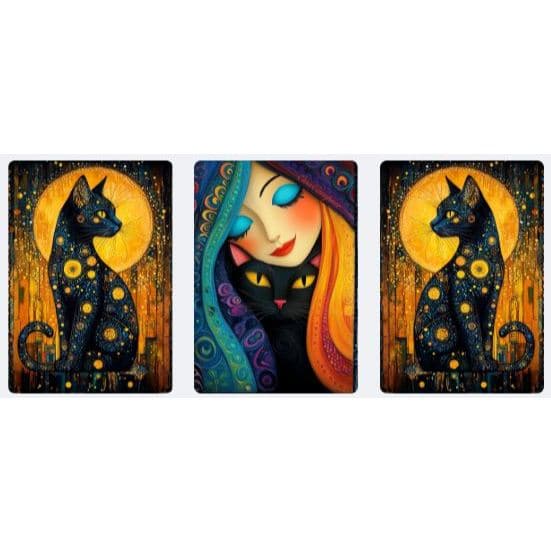 Quadros Kit Decorativo Gato Arte Mística do Gato Estelar