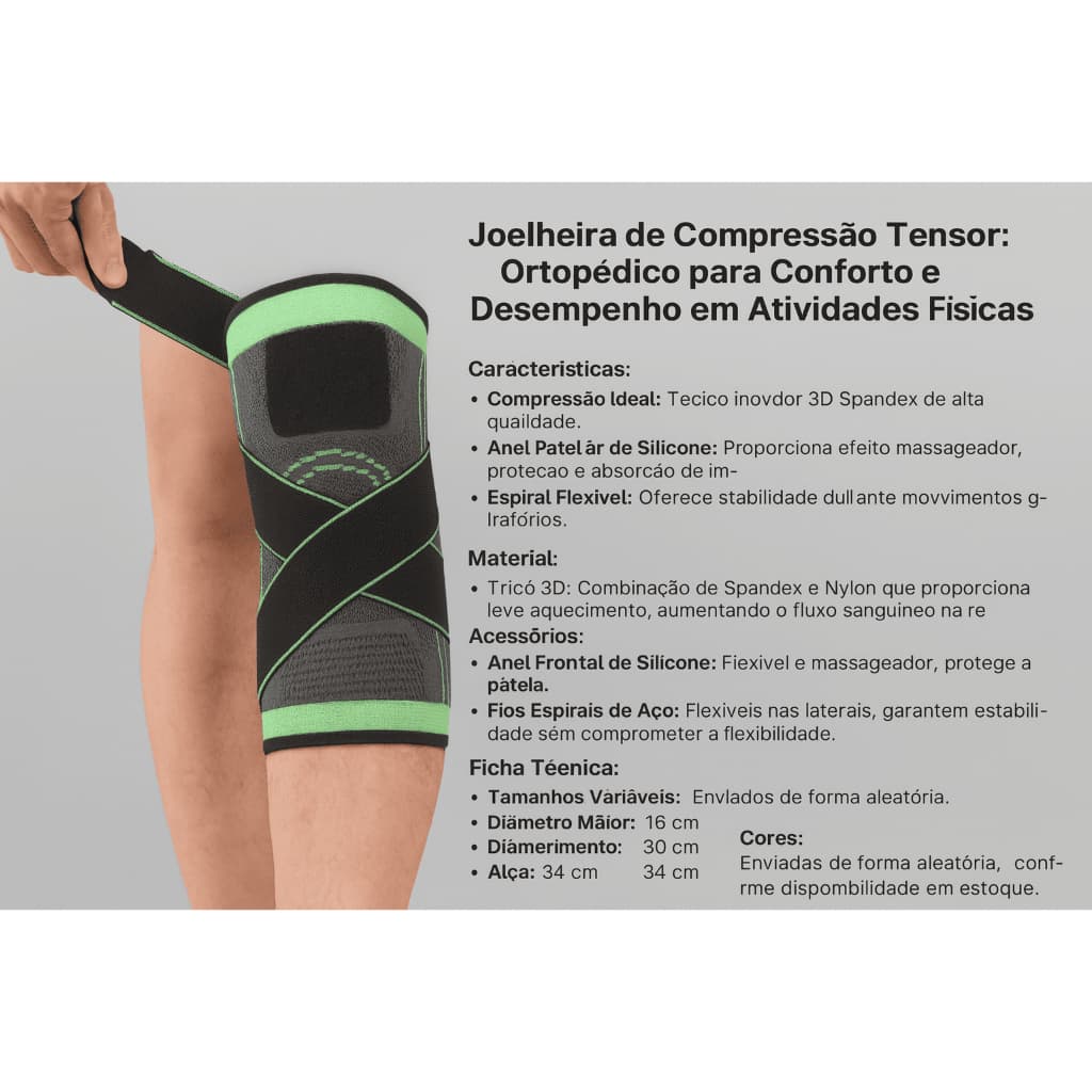Joelheira de Compressão Estabilizadora Tensor Alívio De Dor No Joelho 360°