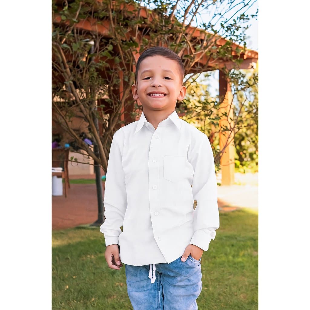 Camisa De Botão Infantil Masculina Com Algodão Não Amarrotae Não Desbota