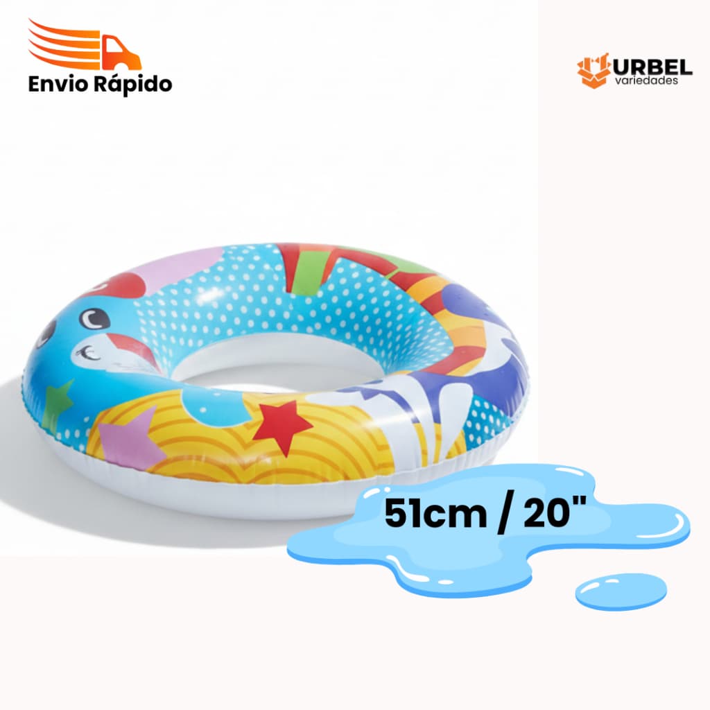Boia de Piscina Redonda Circular Infantil 51cm Inflavel 3 - 6 Anos Cintura Estampas Variadas