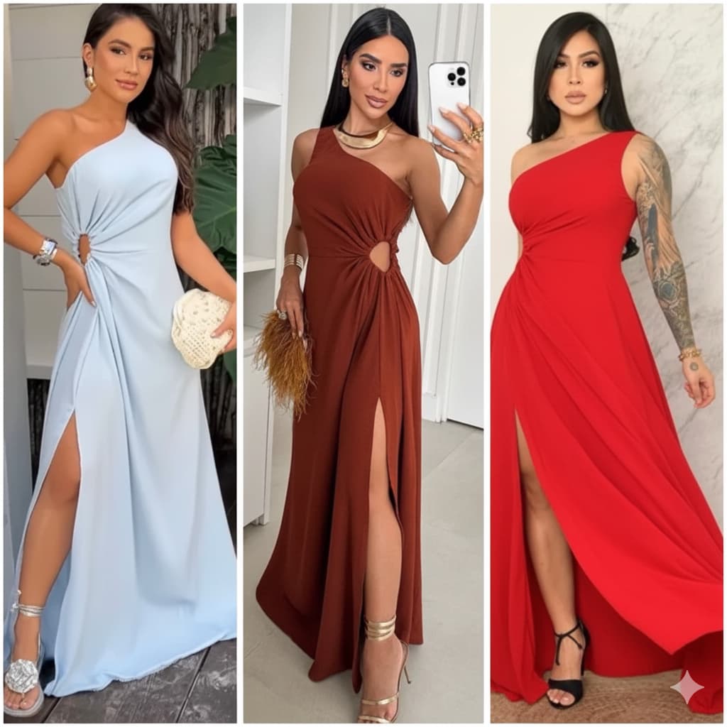 Vestido Longo Femenino em Duna,Elegante com Fenda lateral Com Bojo e pra festa