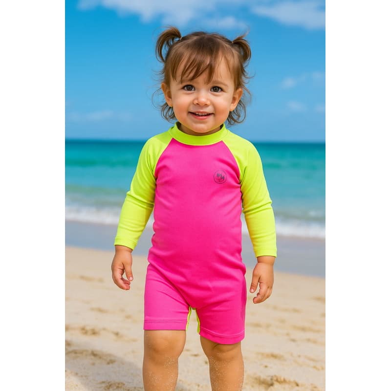 Macacão Infantil Com Proteção Solar UV50+ Moda Praia Verão Menina e Menino