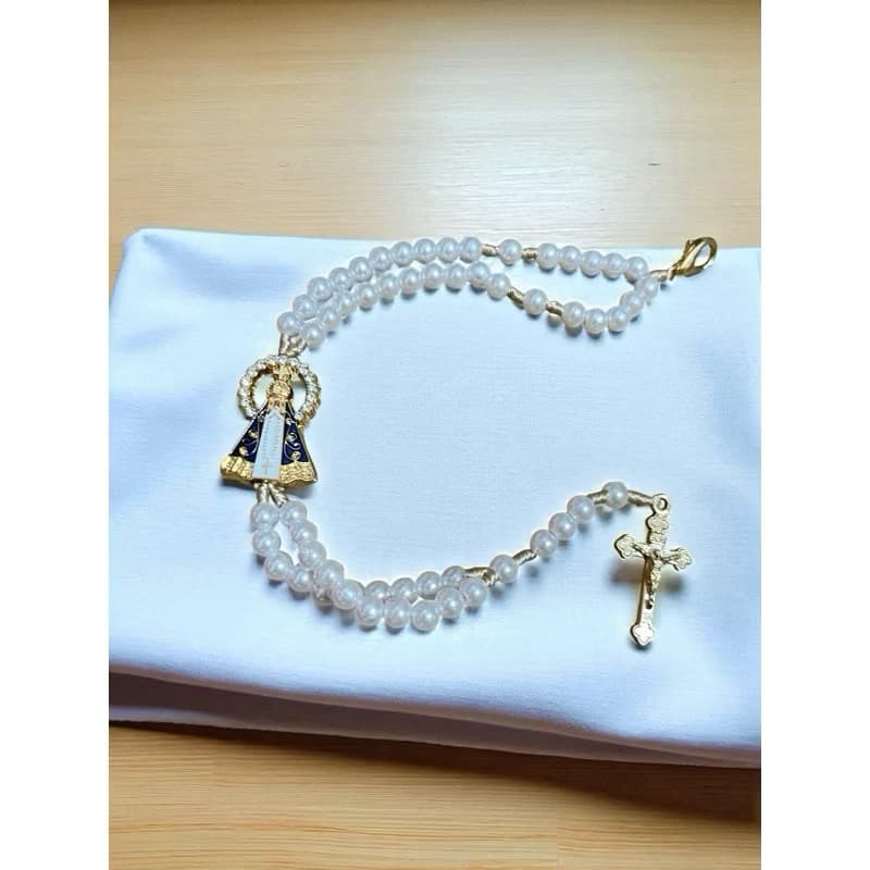 Terço Pulseira Nossa Senhora Aparecida Dourado