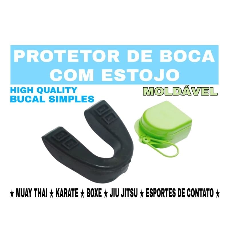PROTETOR DE BOCA SIMPLES MOLDÁVEL COM CAIXINHA VERDE - PROTETOR BUCAL PROTEÇÃO LUTA ESPORTE DE CONTATO BJJ KARATE
