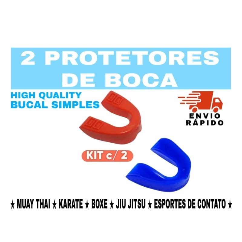 KIT 2 Protetores de Boca SIMPLES VERMELHO e AZUL