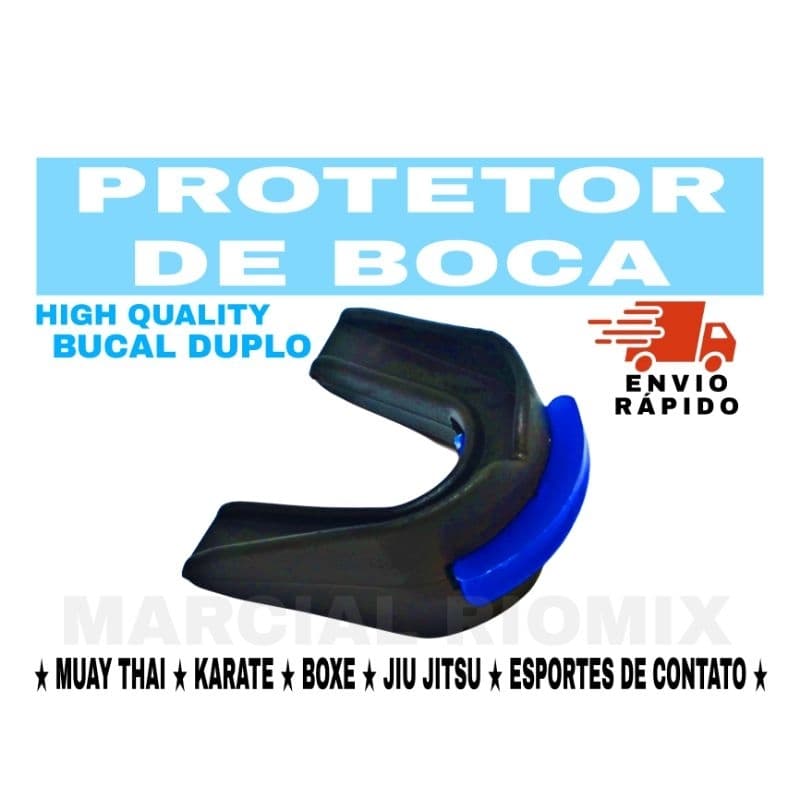 Protetor de Boca DUPLO Moldável PRETO Ajustável Lutas e Esportes de Contato