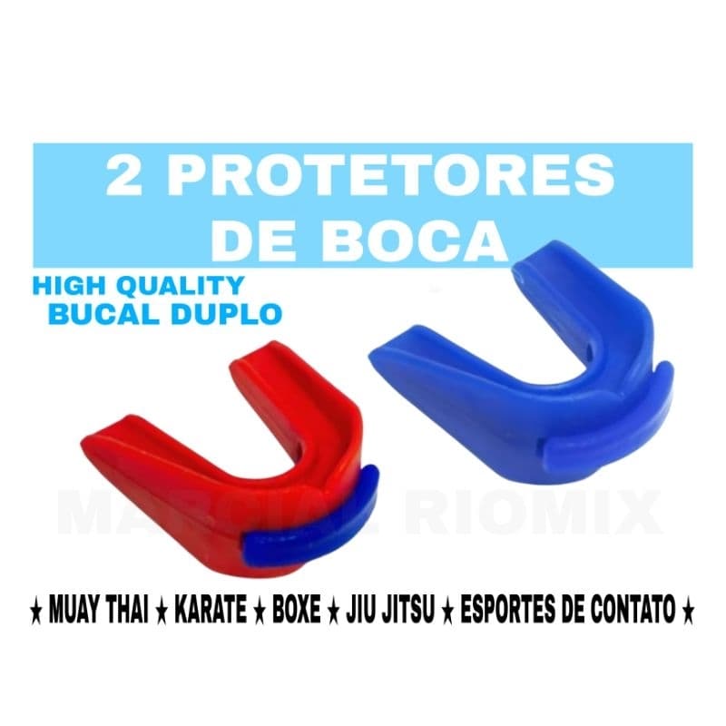 KIT 2 PROTETORES DE BOCA DUPLO AZUL E VERMELHO