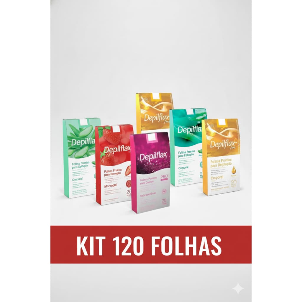 120 FOLHAS DE CERA CORPORAL DEPILFLAX MORANGO HORTELA NATURAL MEL MENTA HORTELA TUTTIFRUTTI BABOSA