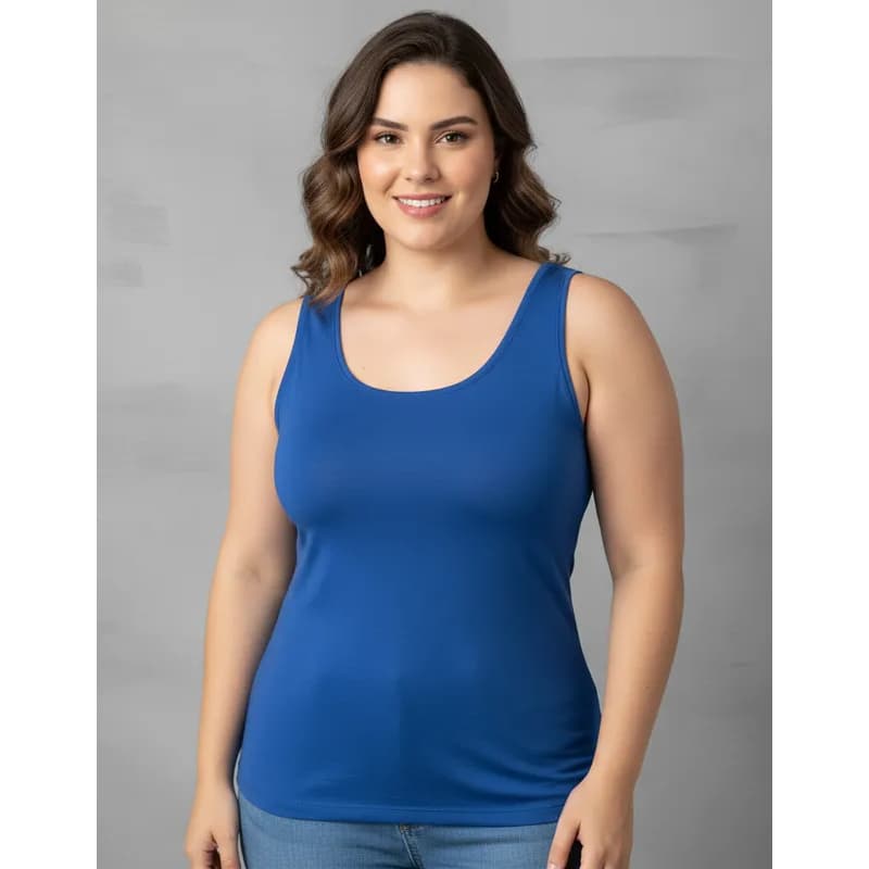 Camiseta Regata Básica Casual Fresquinha Malha Viscolycra Blusa Regata Alça Larga Verão 2026