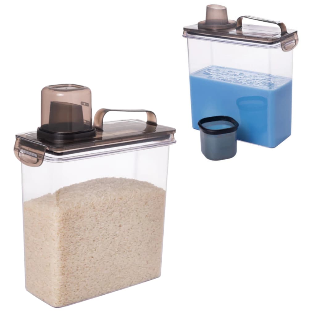 Dispenser Multiuso Com Bico Dosador e Travas Copo Dosador 3 Litros Sabão Em Pó Liquido Grãos Cereais Farinhas