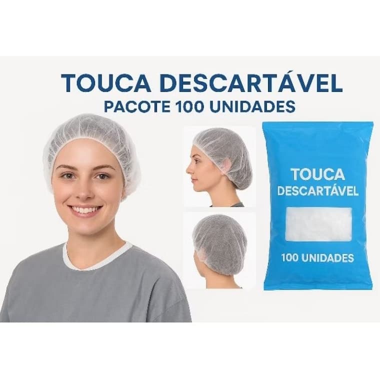 Touca Branca Descartável TNT Sanfonada Com Anvisa (100 unidades)