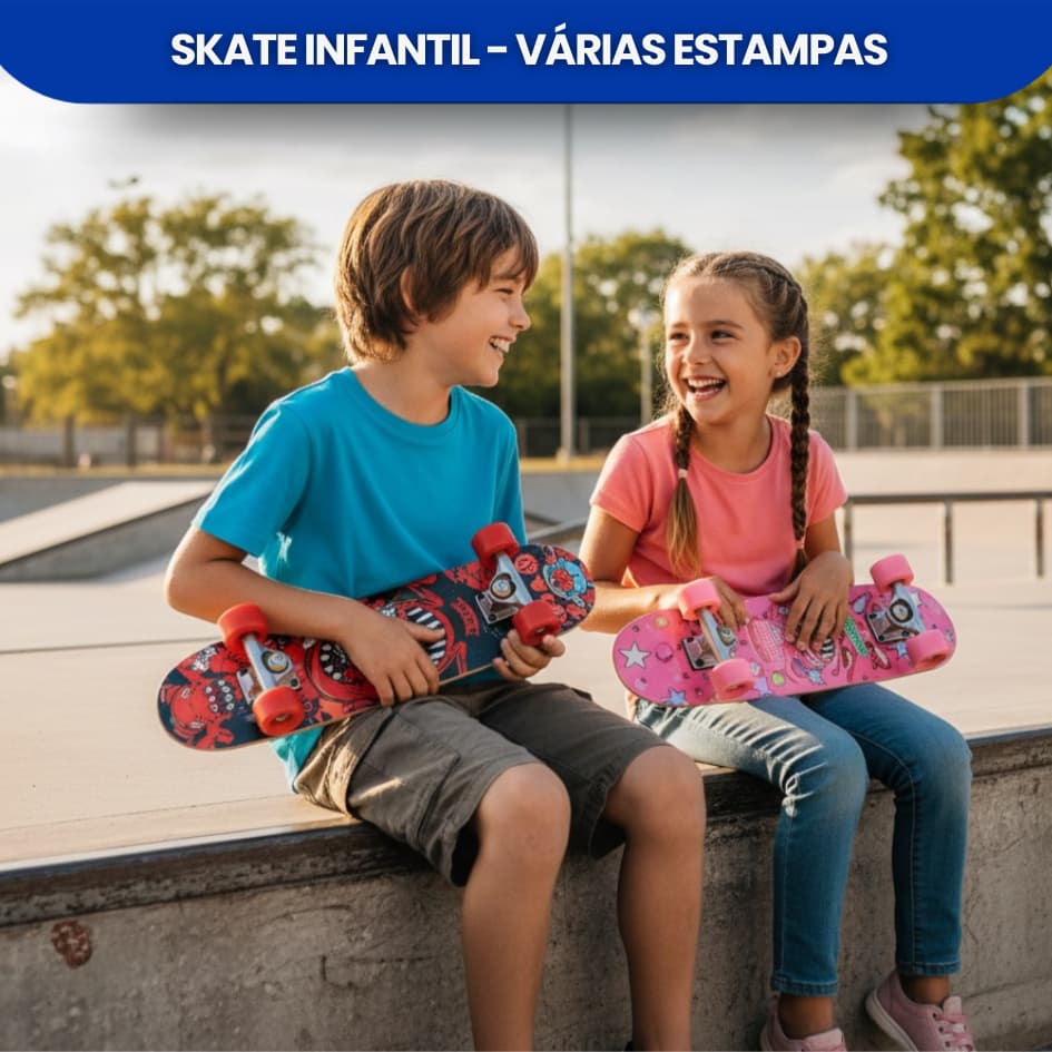 Skate Street Infantil Estampado Colorido Sortido Mini Skate Manobras Passeio Skateboard para Criança