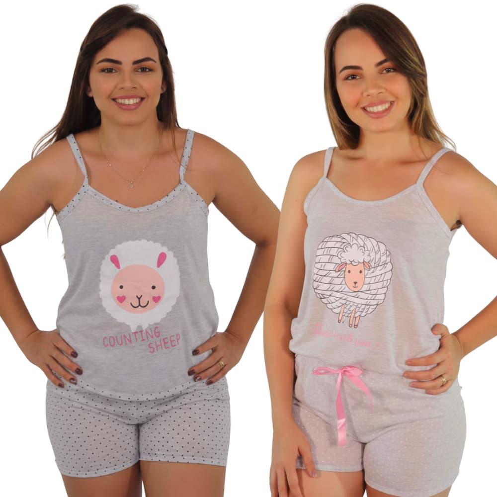 Pijama Baby Doll Ovelhinha Feminino, Macio, Confortável e Perfeito para Dormir