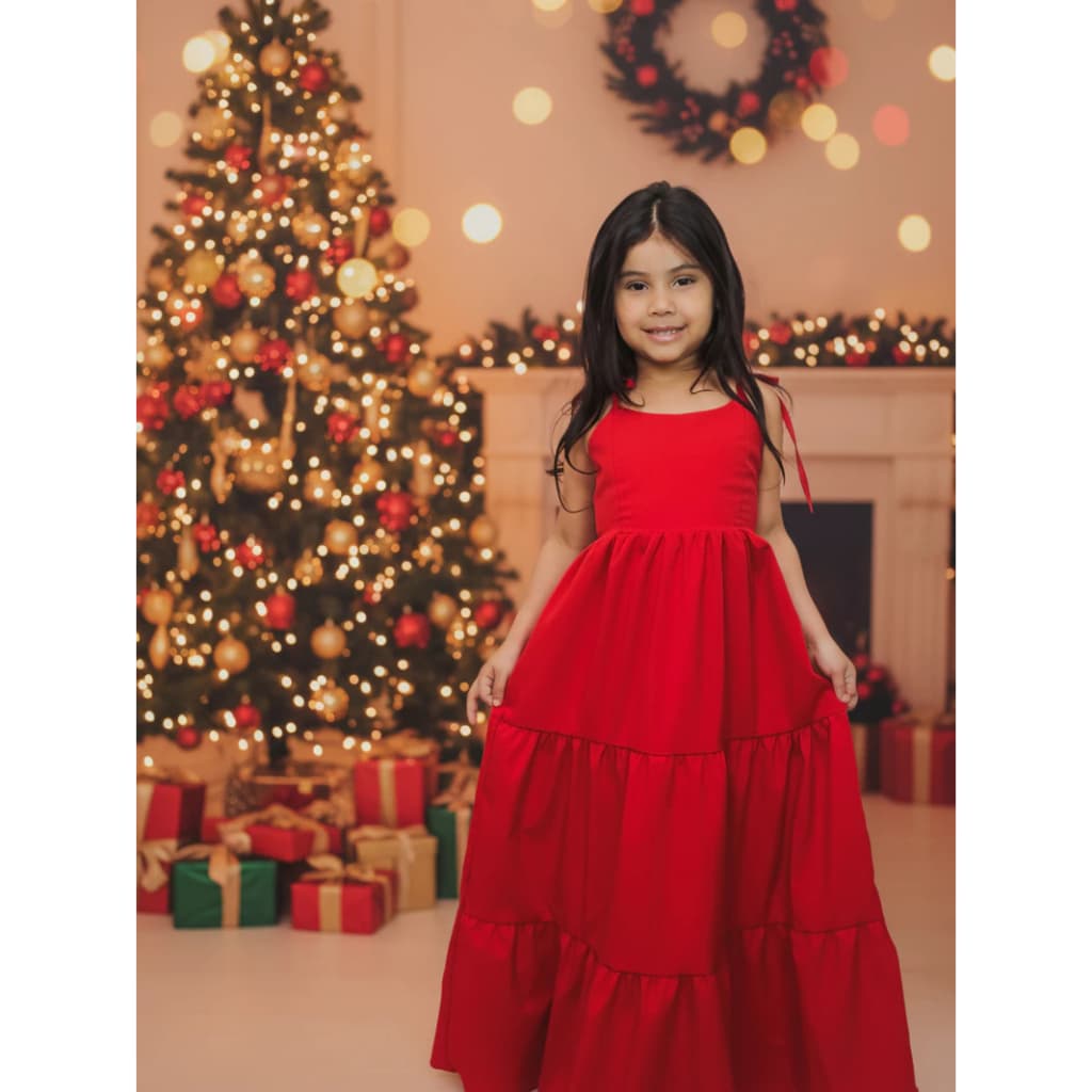 Vestido longo Liso infantil Menina Maria Fernanda Juvenil Lançamento Promocional Festas ano novo