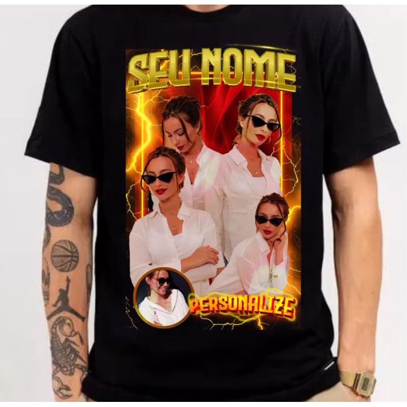 Camiseta Personalizada estampada com Seu Nome Sua Imagem ENVIE NO CHAT 100% Algodão Com Seu Nome