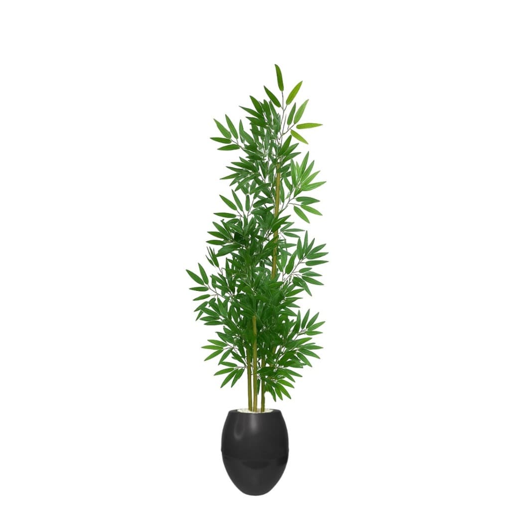 Decoração Planta Artificial Bambu Japonês Com Vaso Oval