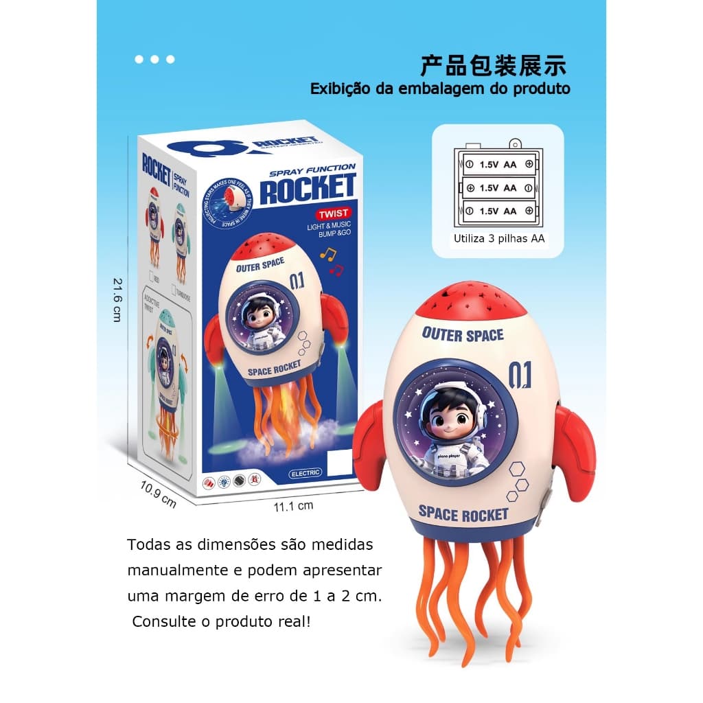 Brinquedo Musical Polvo Dançante Com projeção  Função  Led E Evitação De Obstáculos Movimenta Presente Para Crianças