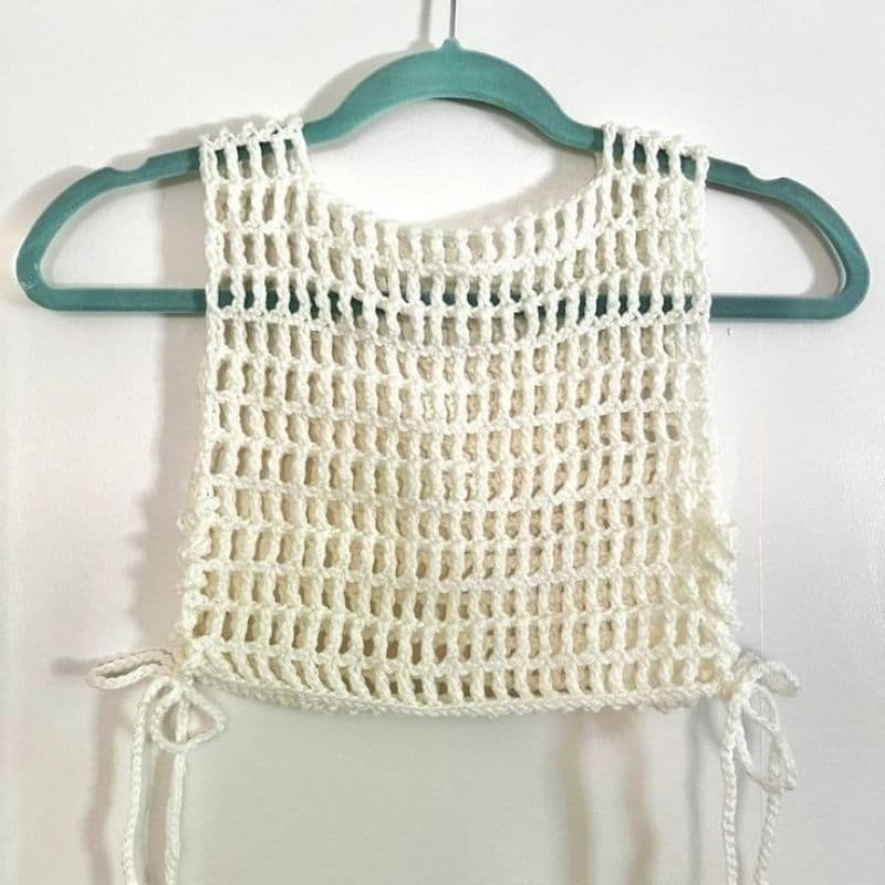 Cropped Top Crochet Moda Praia Saída de Praia Estilo Feminino Moda Verão Biquíni de Crochê Partes de Cima