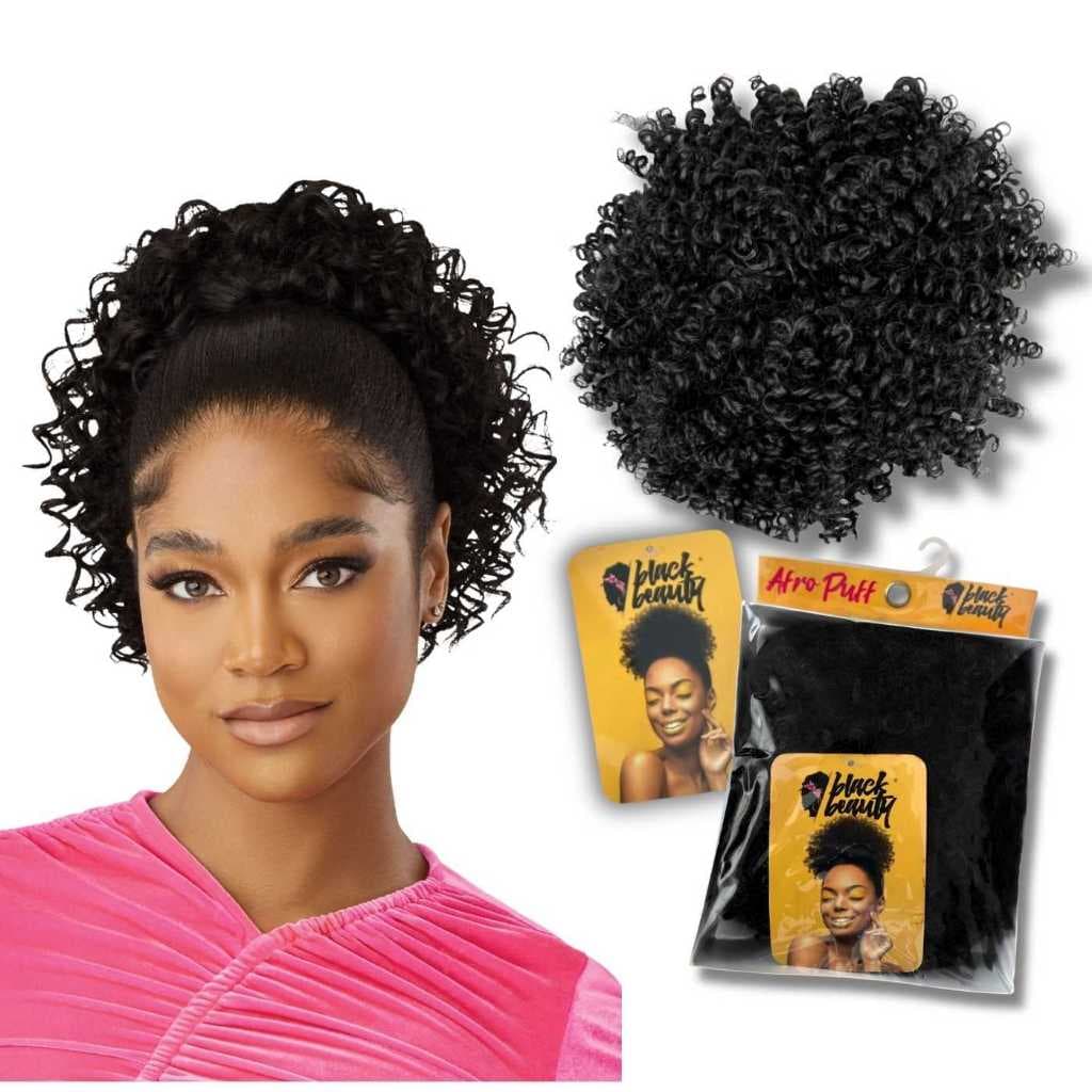 Coque Cabelo Afro Puff Organico Aplique Cacheado Ajustavel 30cm