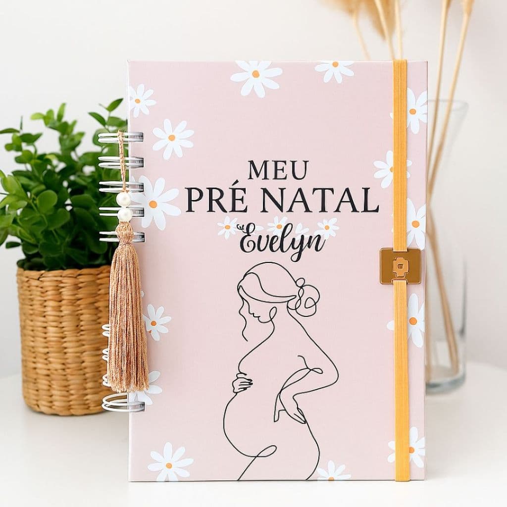 Caderneta da Gestante Personalizada • Nome • Pré-Natal Completo- Caderneta Margaridas- Cor Bege- Atualizada do  SUS