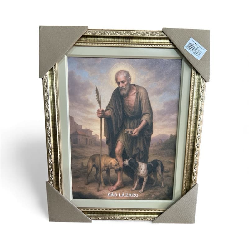 Quadro São Lázaro 40x50cm- moldura dourada - quadro decorativo