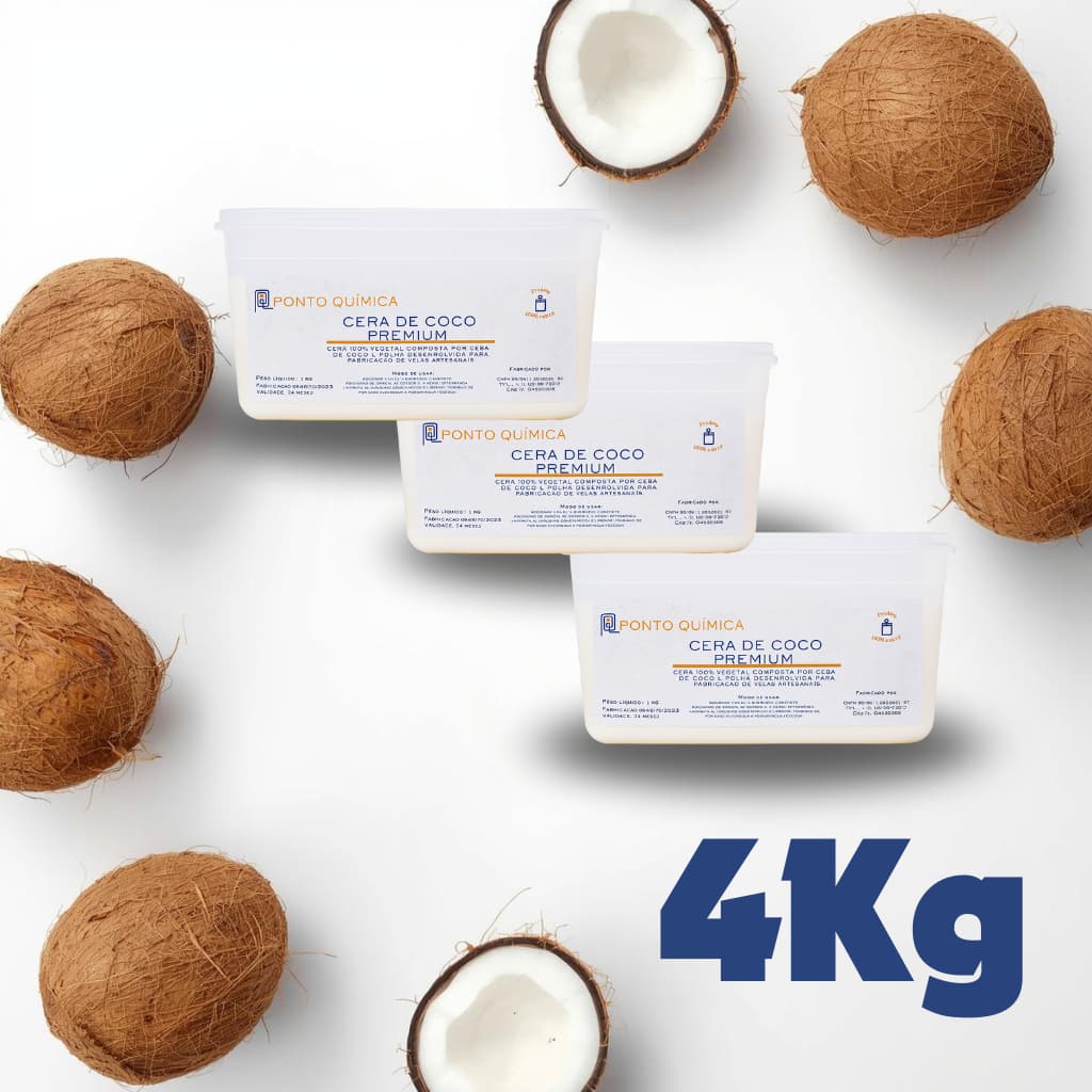 Kit 4kg Cera de Coco pra Velas 100% Natural - Velas Aromáticas promocional Kit com 4 kilos