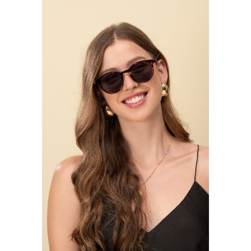 Óculos de sol Redondo Tartaruga tendência proteção UV armação premium original Or Eyewear moderno + estojo