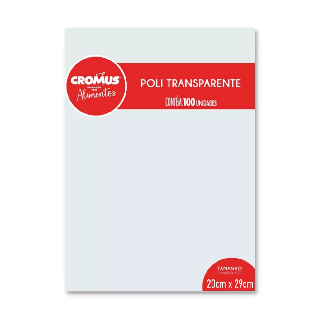 Saco transparente 20x29cm Cromus pacote com 100 unidades