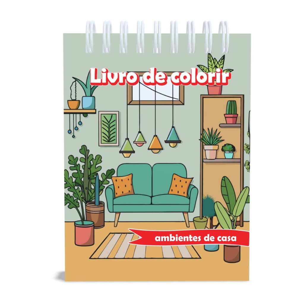 Livro de Colorir  Ambientes de Casa  - Capa Dura ou folhas soltas tamanho A5 gramatura 120g 50 desenhos - Adulto