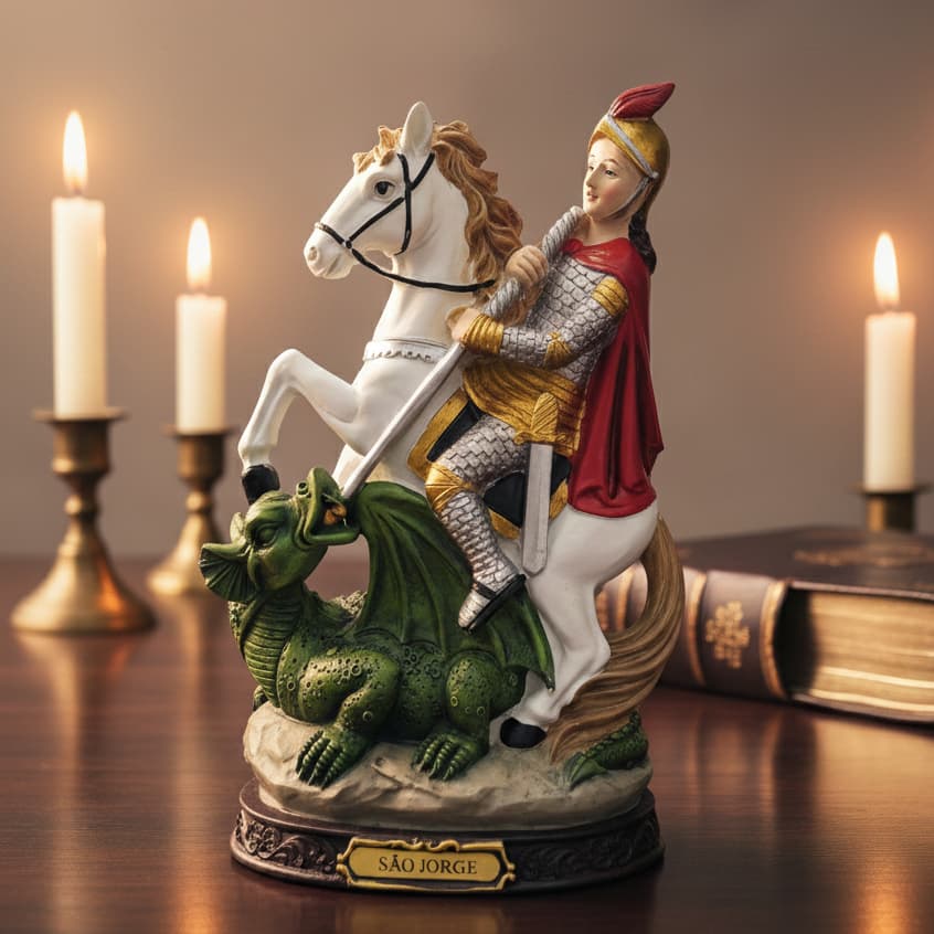 IMAGENS, SANTOS, RESINA, SAO JORGE 15,5cm