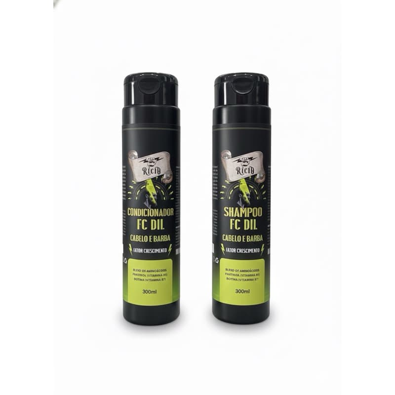 Shampoo e Condicionador FC Dil - Fator de crescimento 300ml cada Cabelo e Barba- Masculino