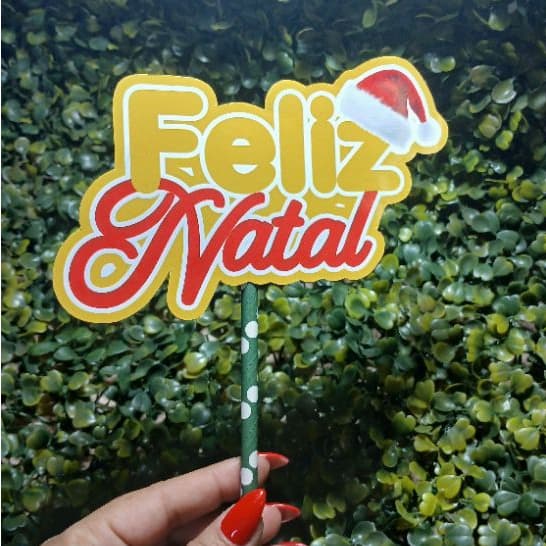 ENVIO IMEDIATO- Kit 8 topo de bolo Feliz Natal ideal para confeiteiras