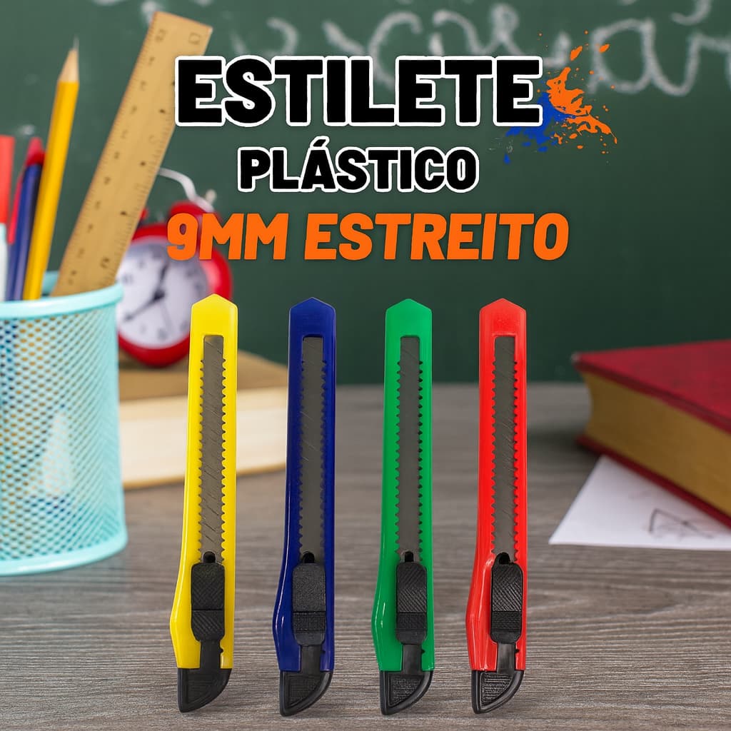Estilete 9mm Super Afiado Cores Variadas