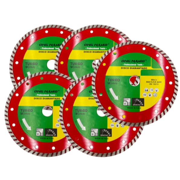 KIT Disco Diamantado Turbo Ultra Fino 180mm Anel Redutor Corte Concreto Porcelanato Serra Circular