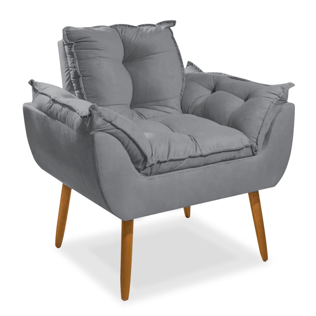 Poltrona  Sala de Estar TV Opala Pés Palito Suede DELUXE Decorativo