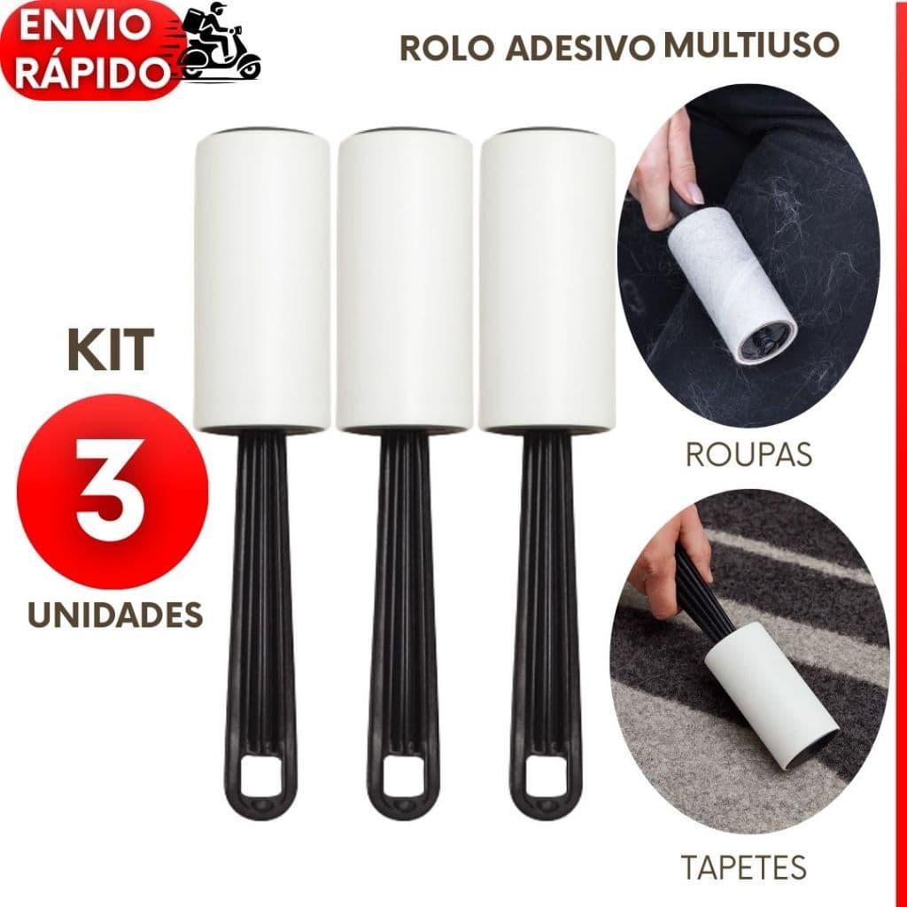Kit 3, 2 ou 1 Rolo Adesivo Tira Pelos Roupas Camas Sofá Estofados Cortinas Multiuso Limpezas Solução Pratica