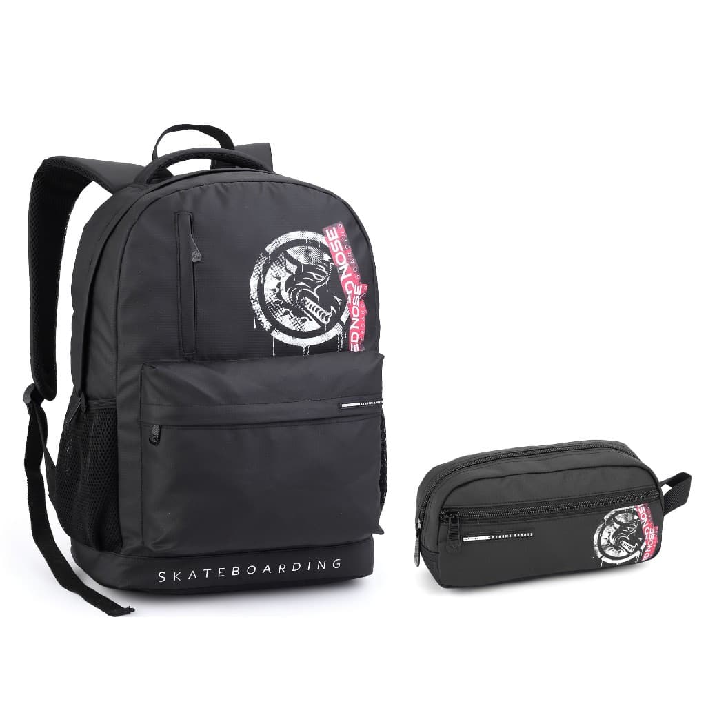 MOCHILA MAS ESTOJO SEANITE PRETO RED NOSE